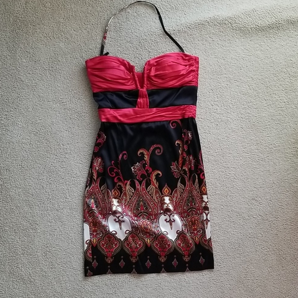 BeBe Silk Tube Dress with V-neck (Sz small) - Picture 2 of 6